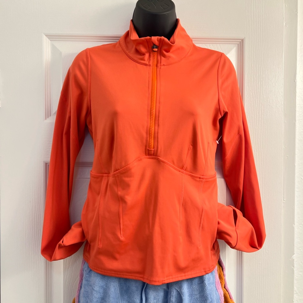 Free People Movement Run The Course Half Zip Jacket Bright Orange NWOT Size Med
